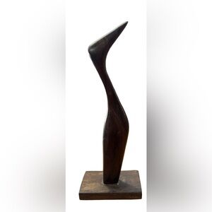 Mid century iron wood bird hand carved